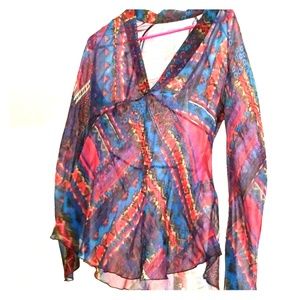 Chicos Boho Sheer V Neck blouse Size 1